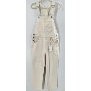 Quince Womens Ivory Denim Overalls White Jeans Pantsuit Jumpsuit